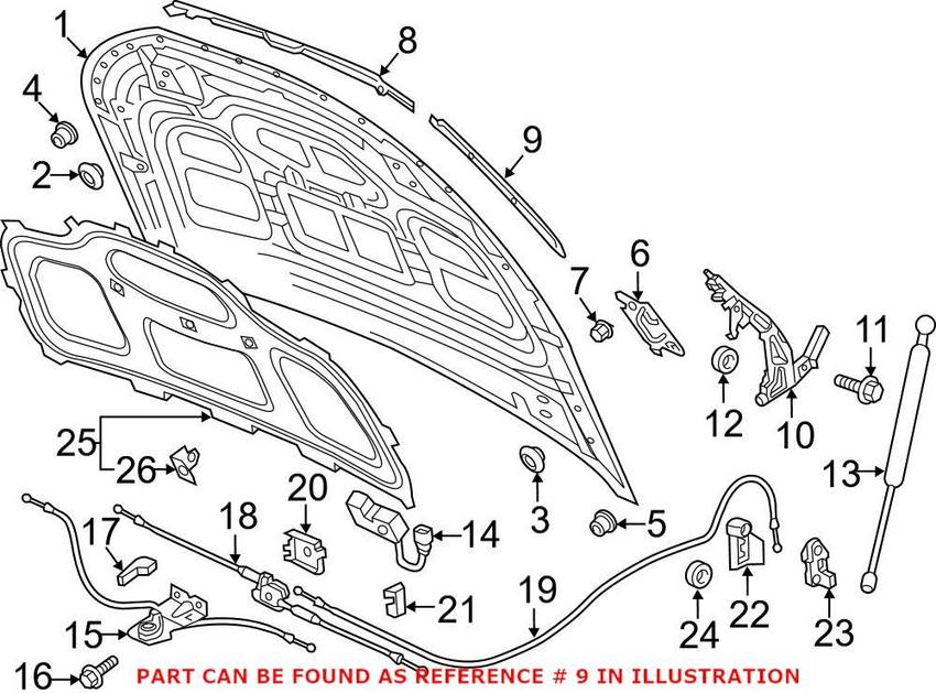 Audi Hood Seal - Front Driver Side 80A823125